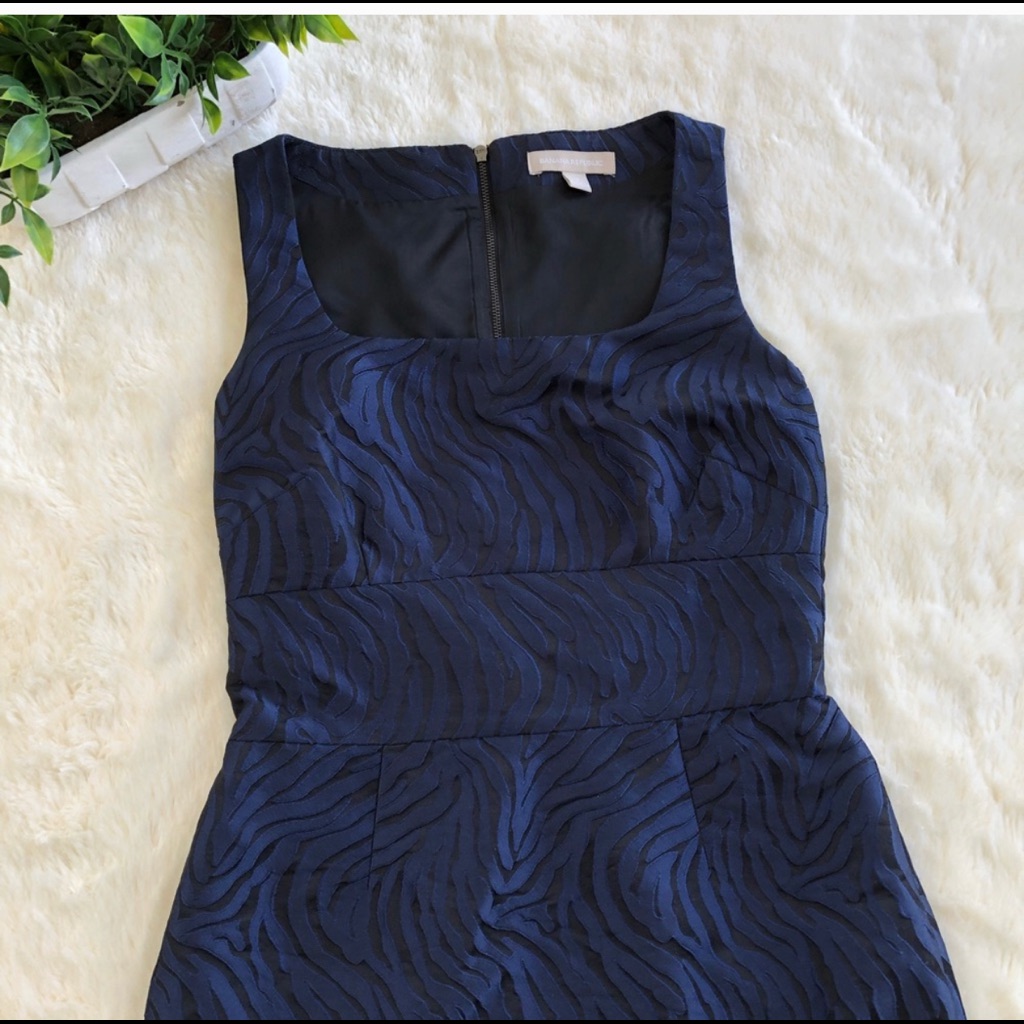 Banana Republic Zebra Print Black/Blue Dress 4